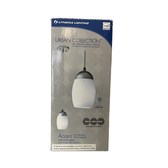 Lithonia lighting urban collection acorn mini-pendant white glass with bulb - Picture 1 of 5